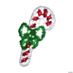 Vickerman 4’ Metallic Candy Cane with Bow Commercial Pole Decoration With LED Lights Lighted Decor