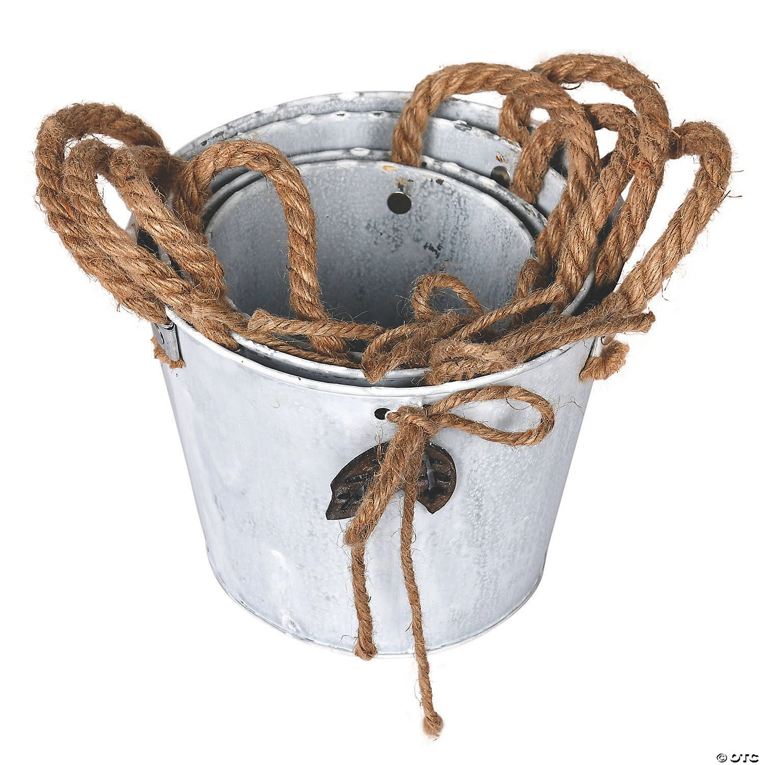 Vickerman 5-8" Tin Containers Burlap Handle - 4/pk 4 Vickerman 5-8" Tin Containers Burlap Handle - 4/pk - Image 2