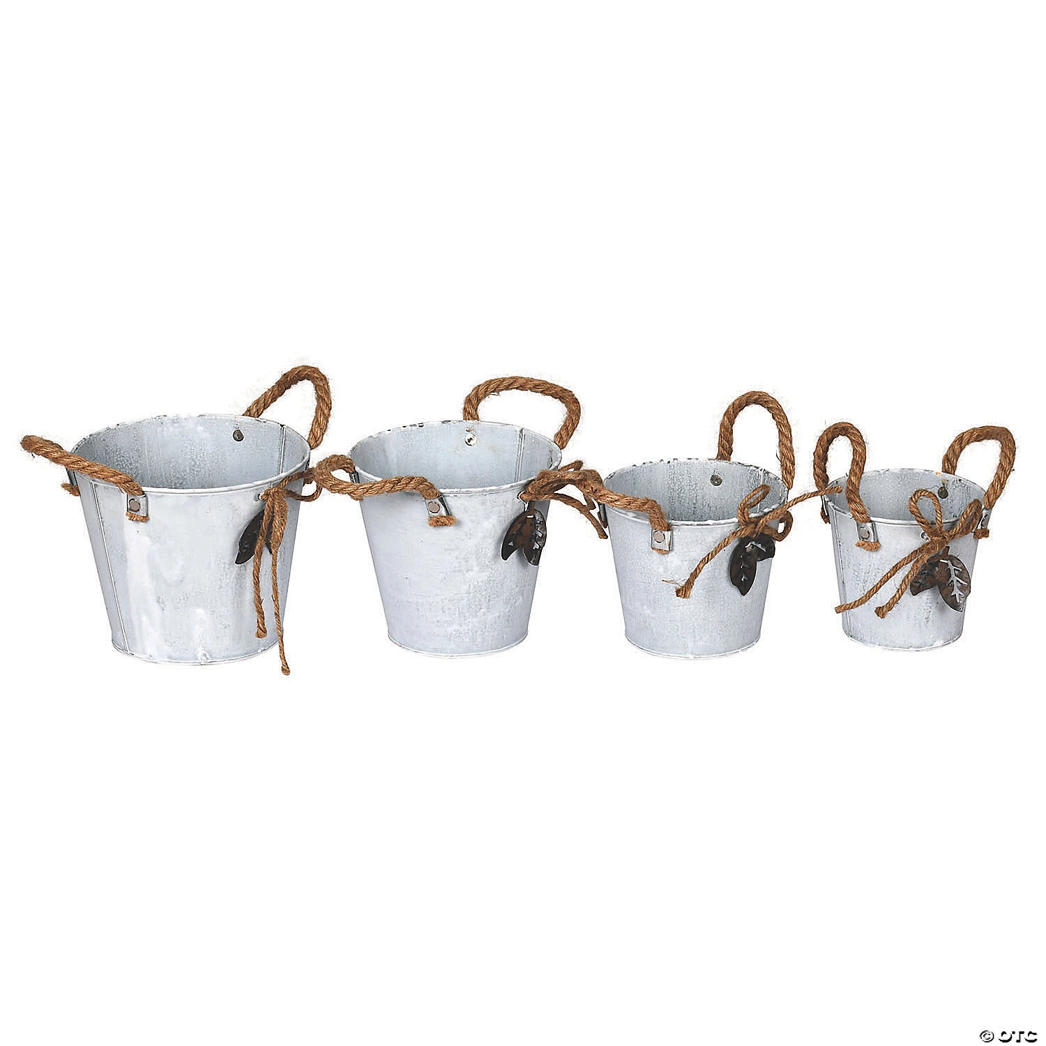 Vickerman 5-8" Tin Containers Burlap Handle - 4/pk 3 Vickerman 5-8" Tin Containers Burlap Handle - 4/pk