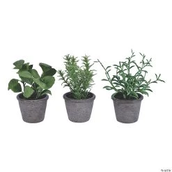 Vickerman 7" Green Potted Plant Assortment - Set of 3