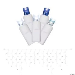 Vickerman 70 Lights LED Blue/White with White Wire Wide Angle Icicle - 9' Long Christmas Light Set -Party Decorations Sales Shop vickerman 70 lights led blue white with white wire wide angle icicle 9 long christmas light set13989707 a01