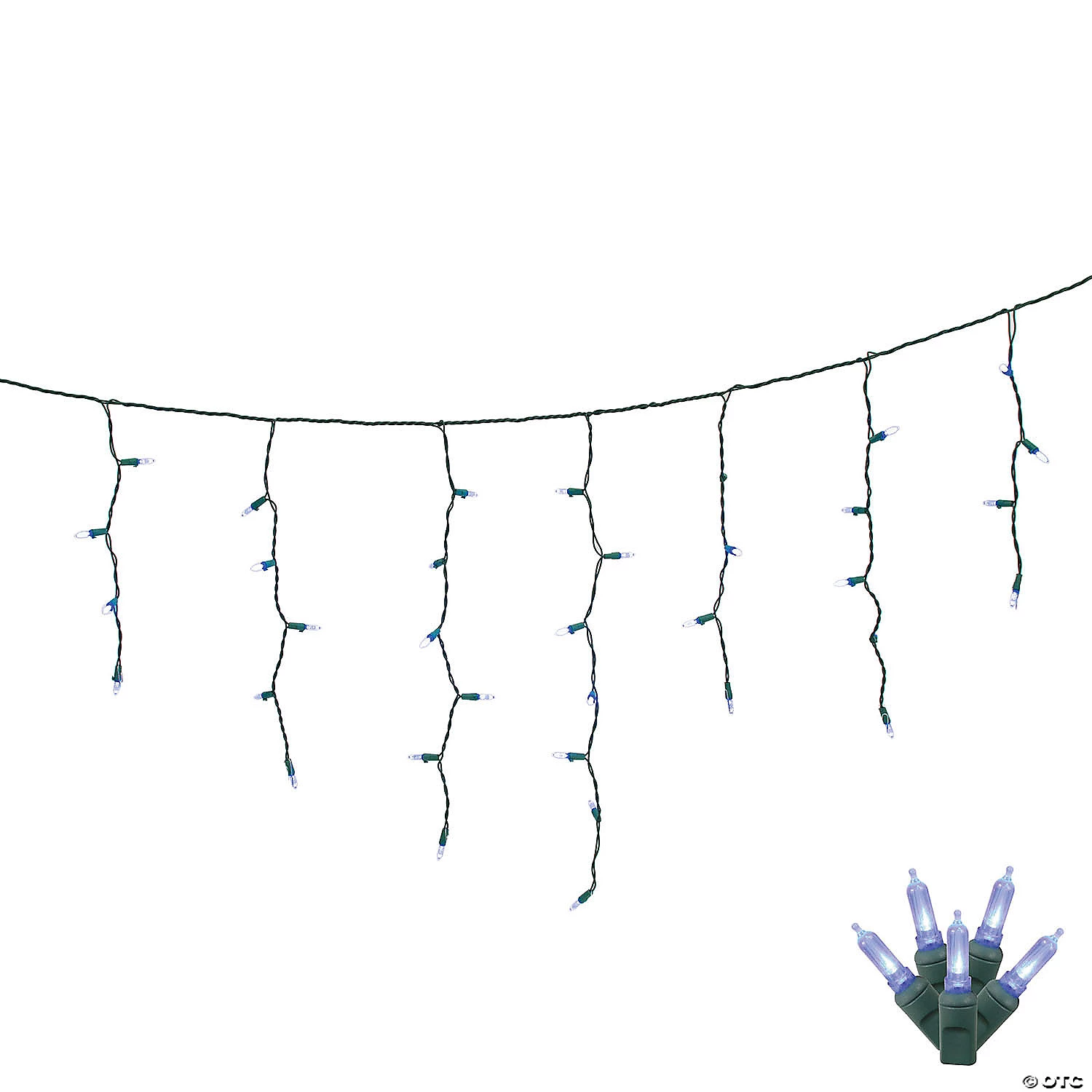 Vickerman 70 Lights LED Blue with Green Wire Icicle Set - 9' Long Christmas Light Set 4 Vickerman 70 Lights LED Blue with Green Wire Icicle Set - 9' Long Christmas Light Set - Image 2