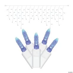 Vickerman 70 Lights LED Blue with White Wire Icicle Set - 9' Long Christmas Light Set