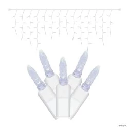 Vickerman 70 Lights LED Cool White with White Wire Icicle Set - 9' Long Christmas Light Set