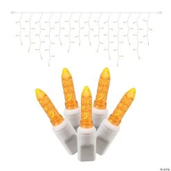 Vickerman 70 Lights LED Orange with White Wire Twinkle Icicle - 9' Long Christmas Light Set