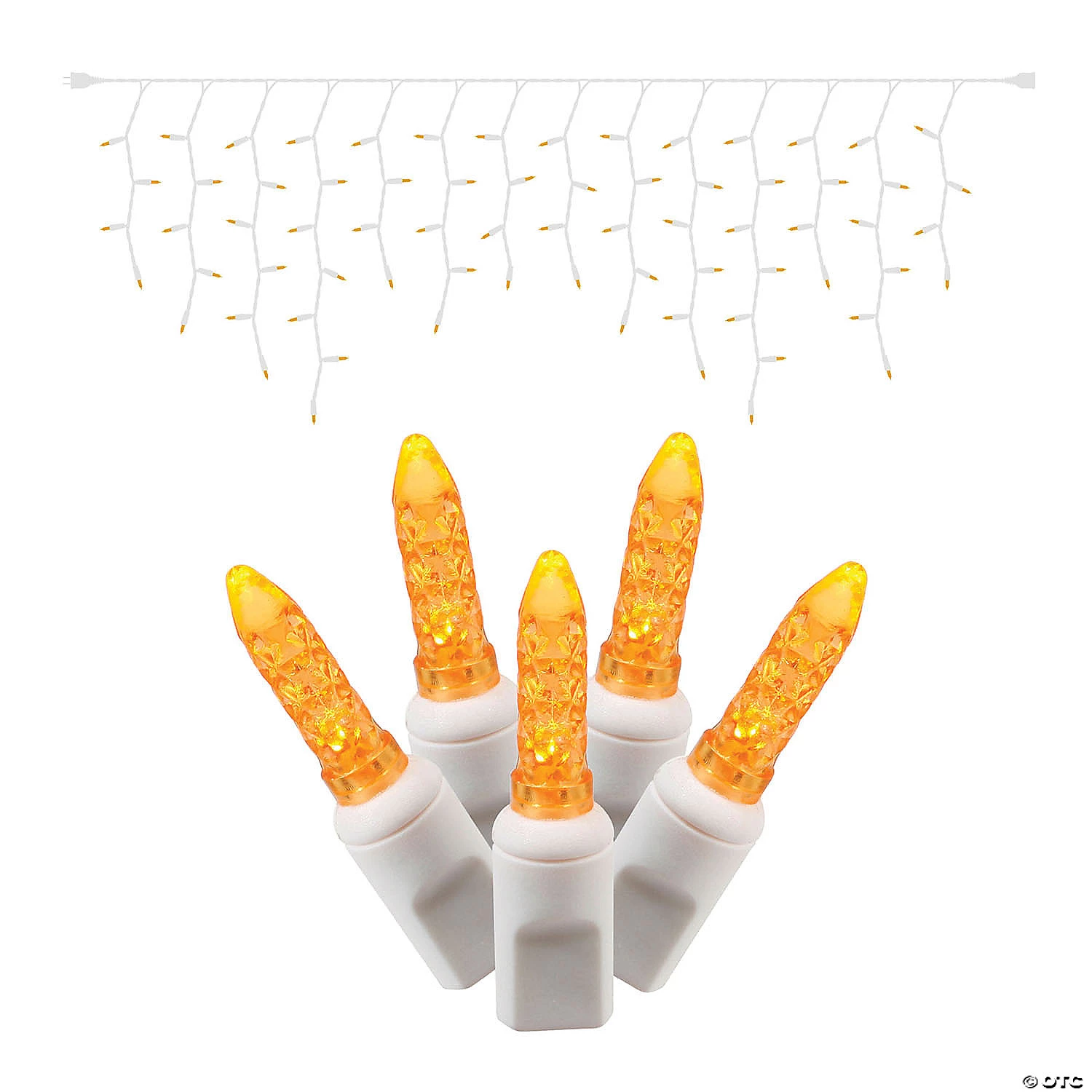 Vickerman 70 Lights LED Orange with White Wire Twinkle Icicle - 9' Long Christmas Light Set 3 Vickerman 70 Lights LED Orange with White Wire Twinkle Icicle - 9' Long Christmas Light Set