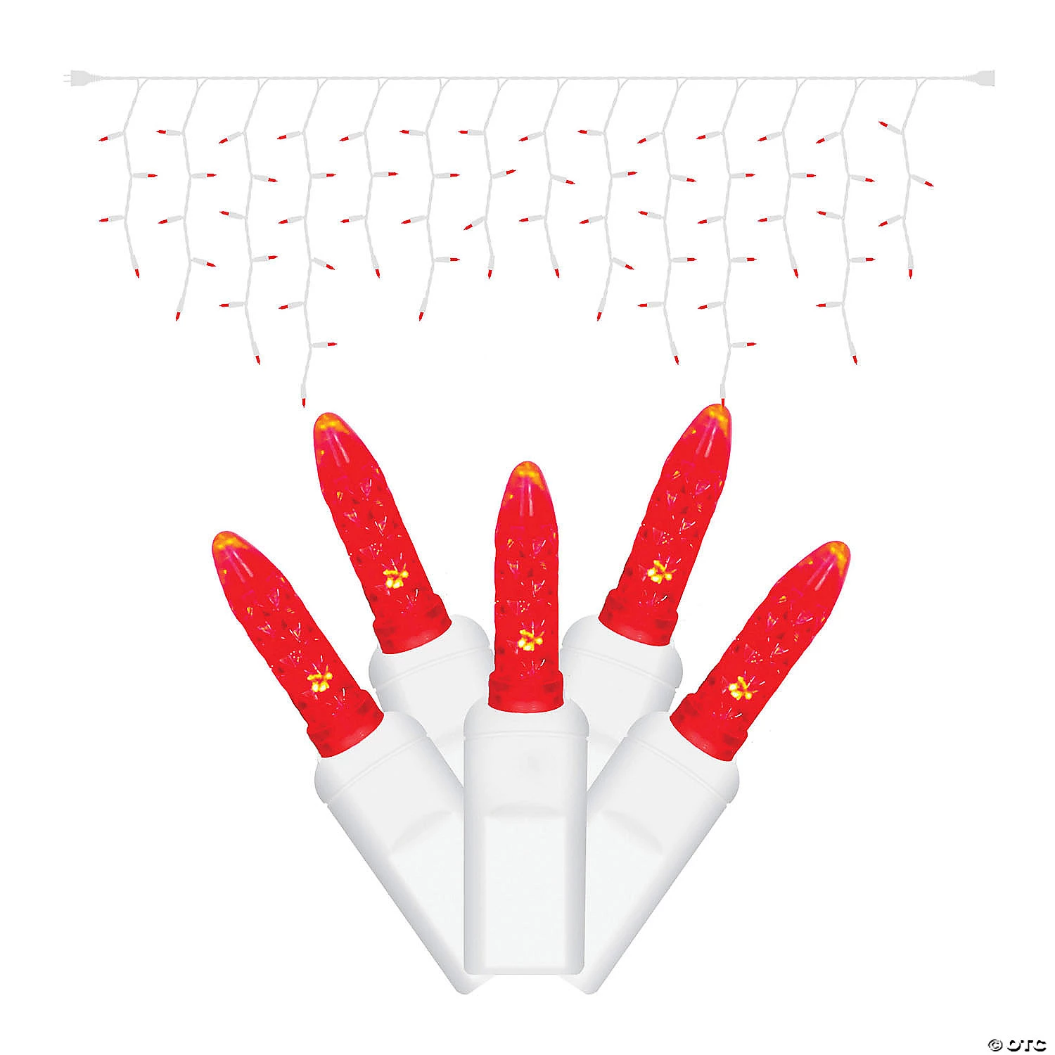 Vickerman 70 Lights LED Red with White Wire Icicle Set - 9' Long Christmas Light Set 3 Vickerman 70 Lights LED Red with White Wire Icicle Set - 9' Long Christmas Light Set