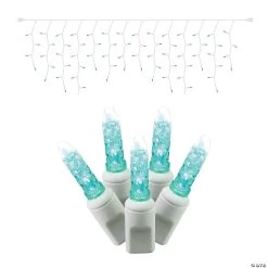 Vickerman 70 Lights LED Teal with White Wire Twinkle Icicle - 9' Long Christmas Light Set