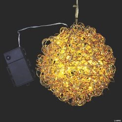 Vickerman 8" Gold LED Vine Glitter Christmas Light Ball