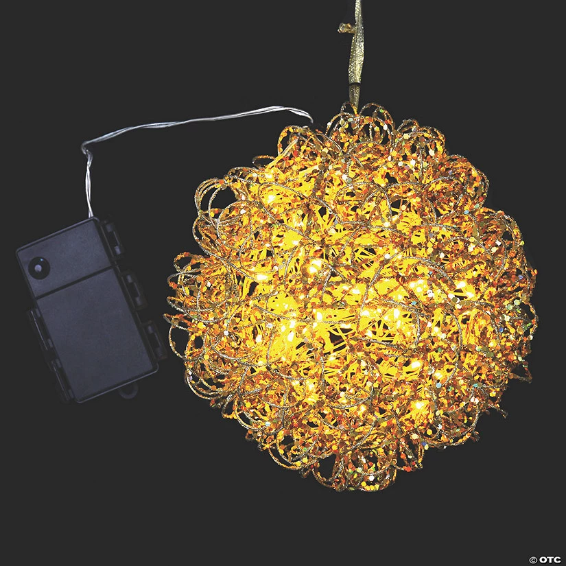 Vickerman 8" Gold LED Vine Glitter Christmas Light Ball 3 Vickerman 8" Gold LED Vine Glitter Christmas Light Ball