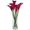 Vickerman Artificial 24" Purple Calla Lillies in Glass Vase