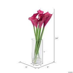 Vickerman Artificial 24" Purple Calla Lillies in Glass Vase -Party Decorations Sales Shop vickerman artificial 24 purple calla lillies in glass vase14176590 a05