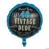 Vintage Dude 40th Birthday Metallic 18" Mylar Balloon -Party Decorations Sales Shop vintage dude 40th birthday metallic 18 mylar balloon13774006