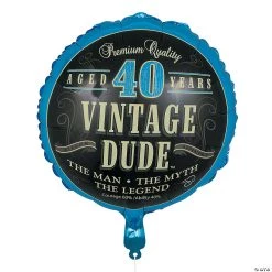 Vintage Dude 40th Birthday Metallic 18" Mylar Balloon