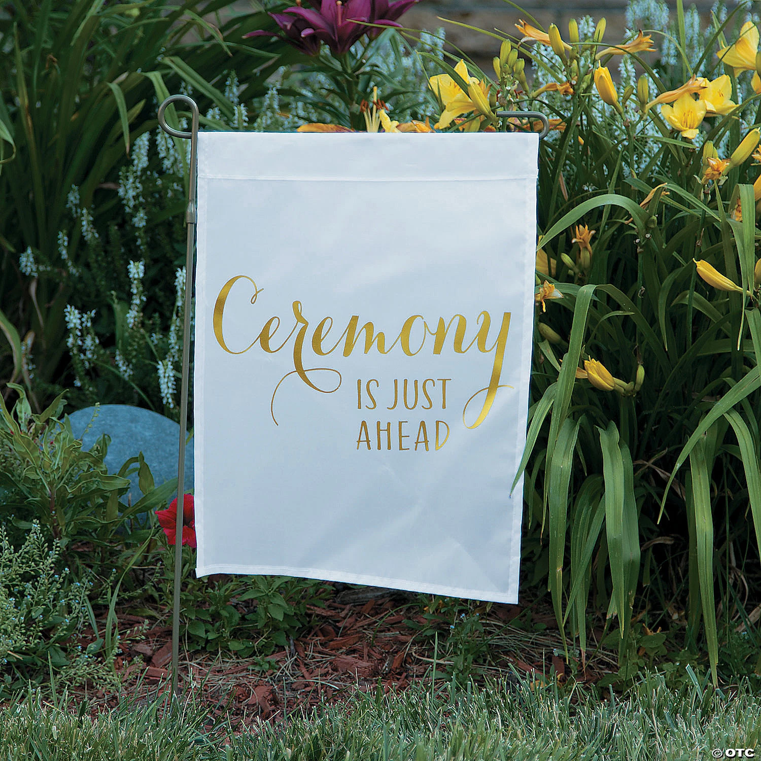 White & Gold Ceremony Yard Flag with Stake - 13" x 18 1/2" 3 White & Gold Ceremony Yard Flag with Stake - 13" x 18 1/2"
