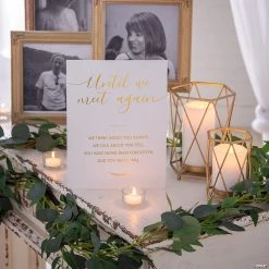 White & Gold Memorial Sign -Party Decorations Sales Shop white and gold memorial sign13963274 a01