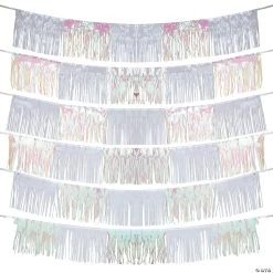 White & Iridescent Fringe Garland Backdrop - 6 Pc.