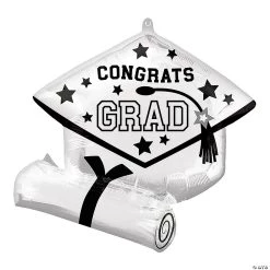 School Color Congrats Grad Diploma & Cap 25" Mylar Balloon
