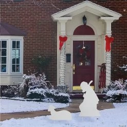 White Metal Shepherd & Lamb Yard Stakes