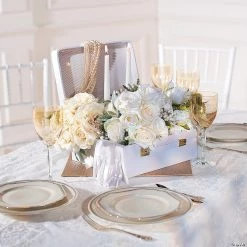 White Mini Suitcase Centerpiece -Party Decorations Sales Shop white mini suitcase centerpiece13737200 a03