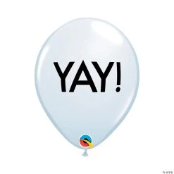 White YAY! 11" Latex Balloons