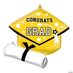School Color Congrats Grad Diploma & Cap 25" Mylar Balloon