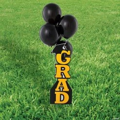 Grad Vertical Yard Sign Kit with 11" Black Latex Balloons - 21 Pc.