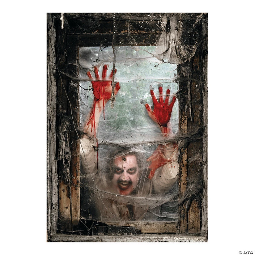 Zombie Window Backdrop Halloween Decoration - 2 Pc. 3 Zombie Window Backdrop Halloween Decoration - 2 Pc.
