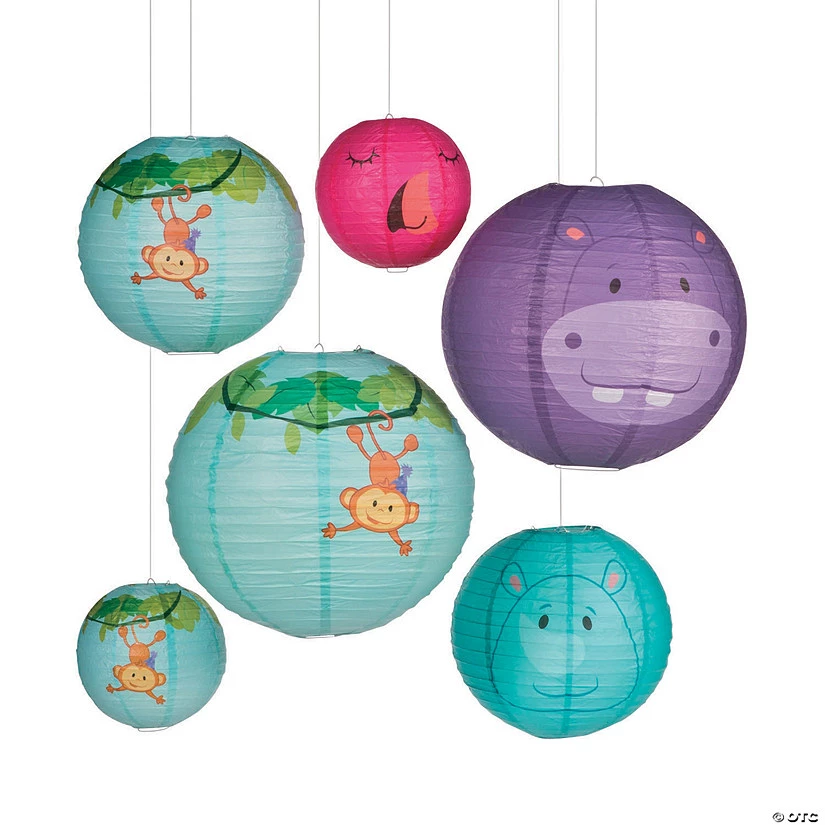 Zoo Party Paper Lanterns - 6 Pc. 3 Zoo Party Paper Lanterns - 6 Pc.